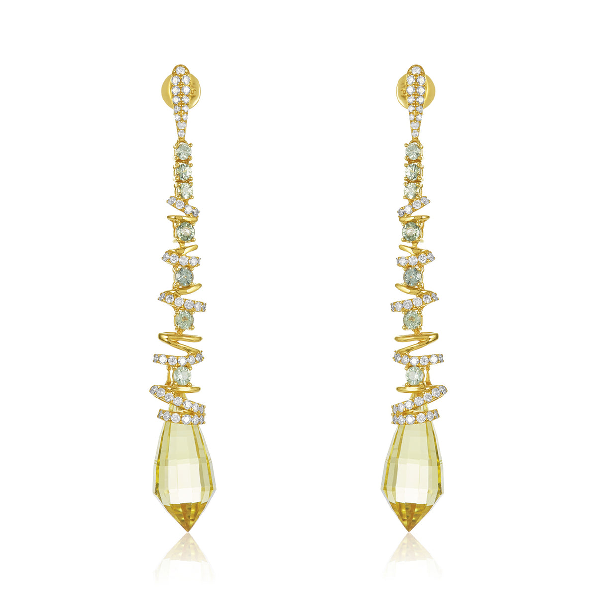 Spiral lemon topaz & diamond earrings