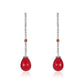Tear Drop Red Coral, Sapphire & Diamond Earring