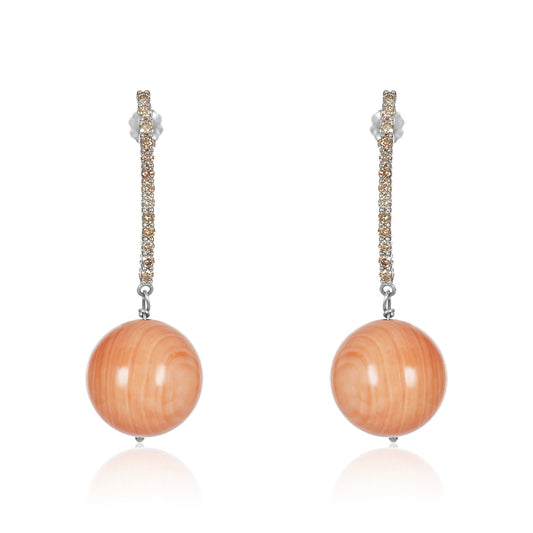 Drop Coral Earring & Champagne Diamond