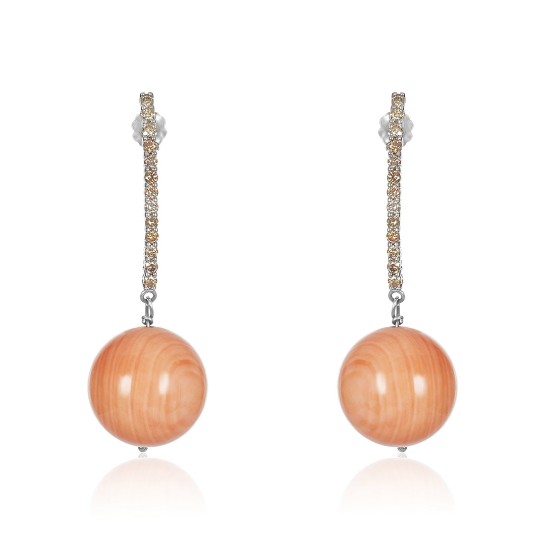 Drop Coral Earring & Champagne Diamond