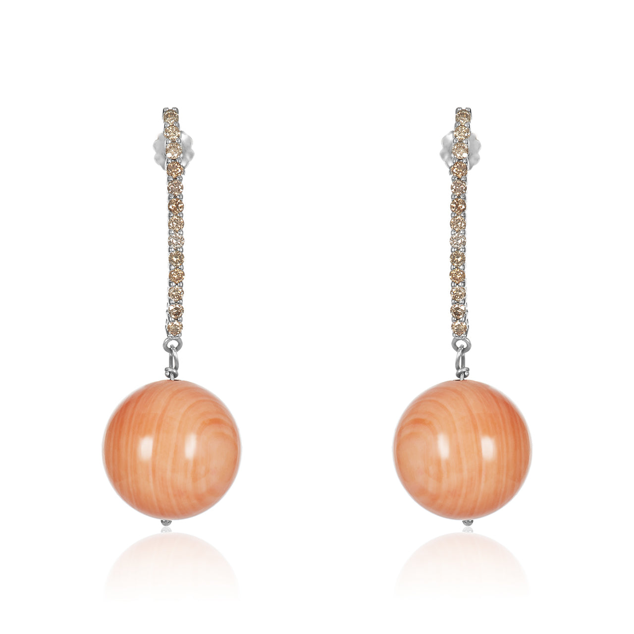 Drop Coral Earring & Champagne Diamond