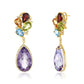 Pear Shaped Amethyst Multi-Colored Gemstone & Diamond Earring