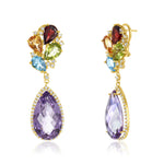 Load image into Gallery viewer, Pear Shaped Amethyst Multi-Colored Gemstone &amp; Diamond Earring
