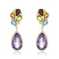 Pear Shaped Amethyst Multi-Colored Gemstone & Diamond Earring
