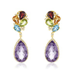 Load image into Gallery viewer, Pear Shaped Amethyst Multi-Colored Gemstone &amp; Diamond Earring
