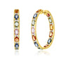 Multi-colored Sapphire & Diamond Hoop Earrings