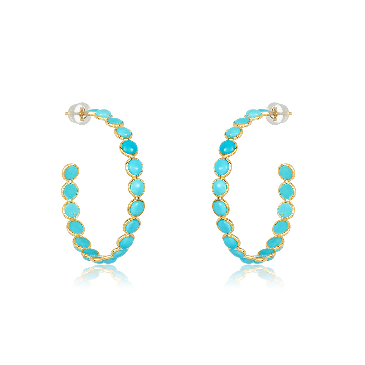 18 karat turquoise hoop earrings