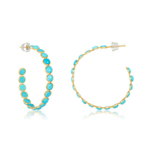 18 Karat Turquoise Hoop Earrings