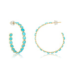 Load image into Gallery viewer, 18 Karat Turquoise Hoop Earrings
