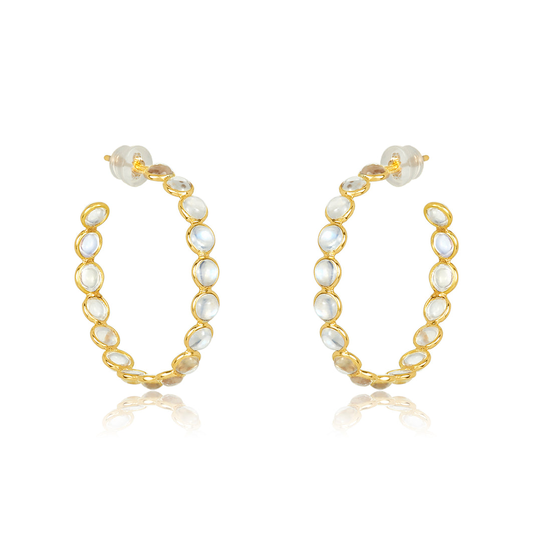 18 Karat Moonstone Hoop Earrings