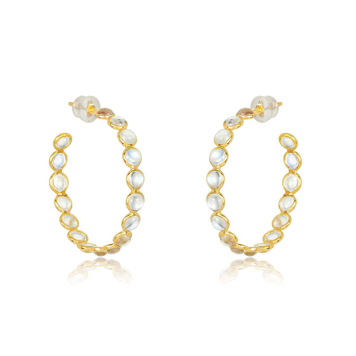 18 karat moonstone hoop earrings