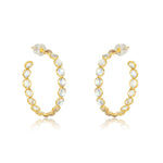 Load image into Gallery viewer, 18 Karat Moonstone Hoop Earrings
