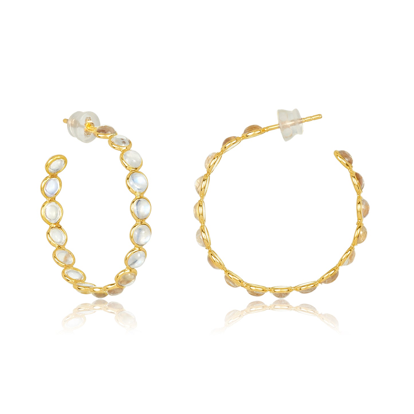 18 Karat Moonstone Hoop Earrings