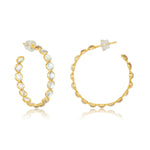 Load image into Gallery viewer, 18 Karat Moonstone Hoop Earrings
