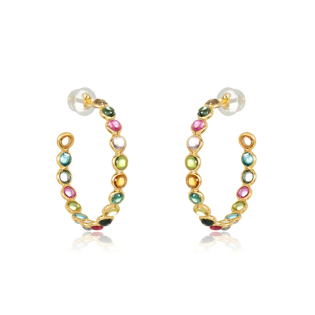 18 Karat Turquoise Hoop Earrings