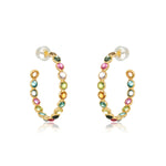 Load image into Gallery viewer, 18 Karat Turquoise Hoop Earrings
