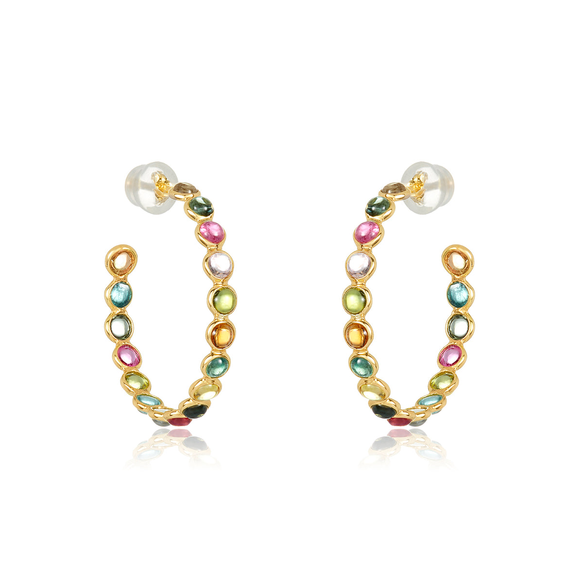 18 karat sapphire hoop earrings