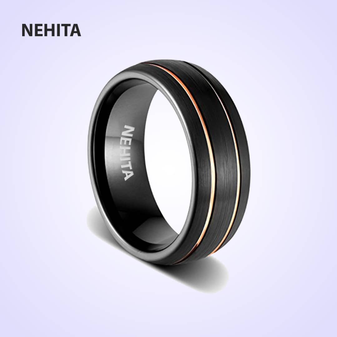 Nehita dual rose tungsten band