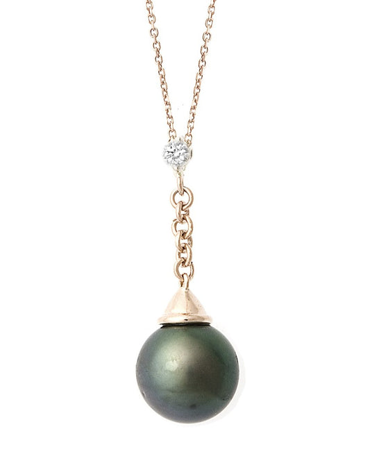Rose Gold Tahitian Pearl & Diamond Necklace