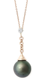 Load image into Gallery viewer, Rose Gold Tahitian Pearl &amp; Diamond Necklace
