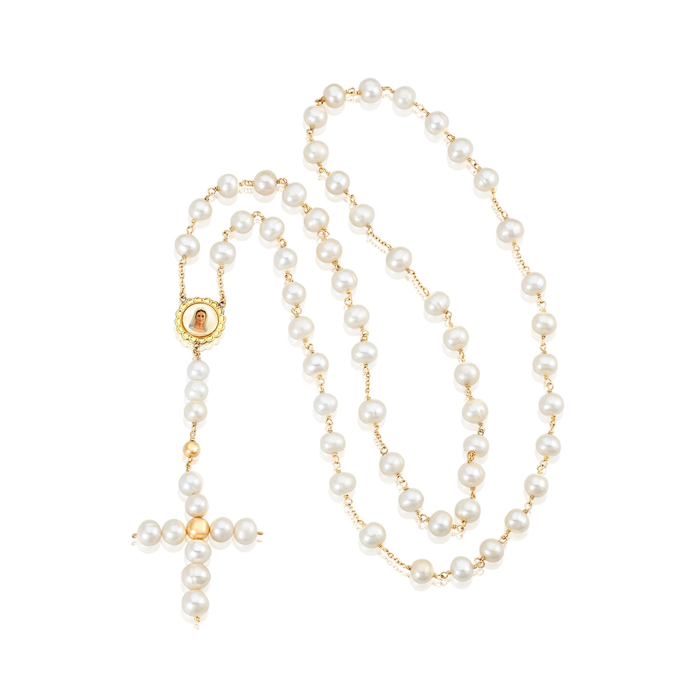 Nehita 14k Gold & Pastel Fresh-Water Pearl Rosary Necklace