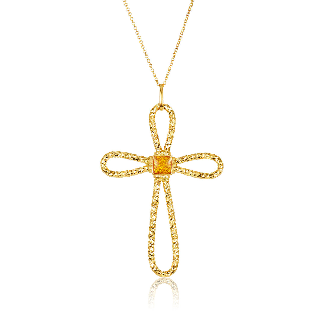 Enamel Citrine Cross Pendant