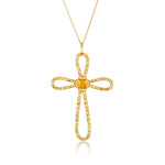Load image into Gallery viewer, Enamel Citrine Cross Pendant
