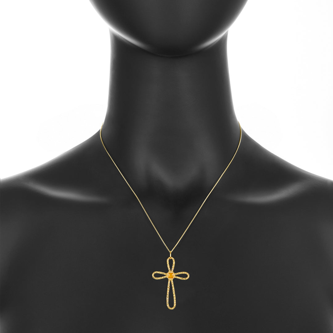 Enamel Citrine Cross Pendant