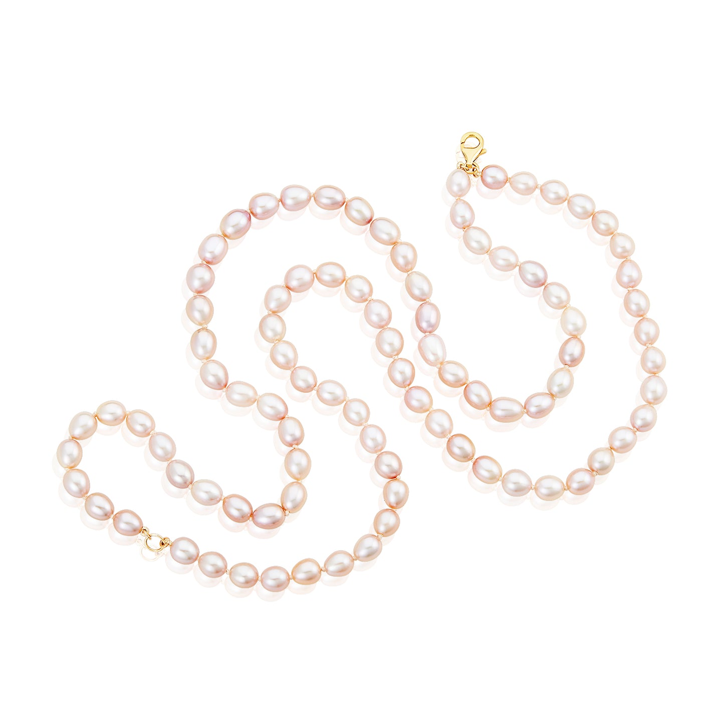 Nehita Double Layer Natural Rice Pink Pearl Necklace