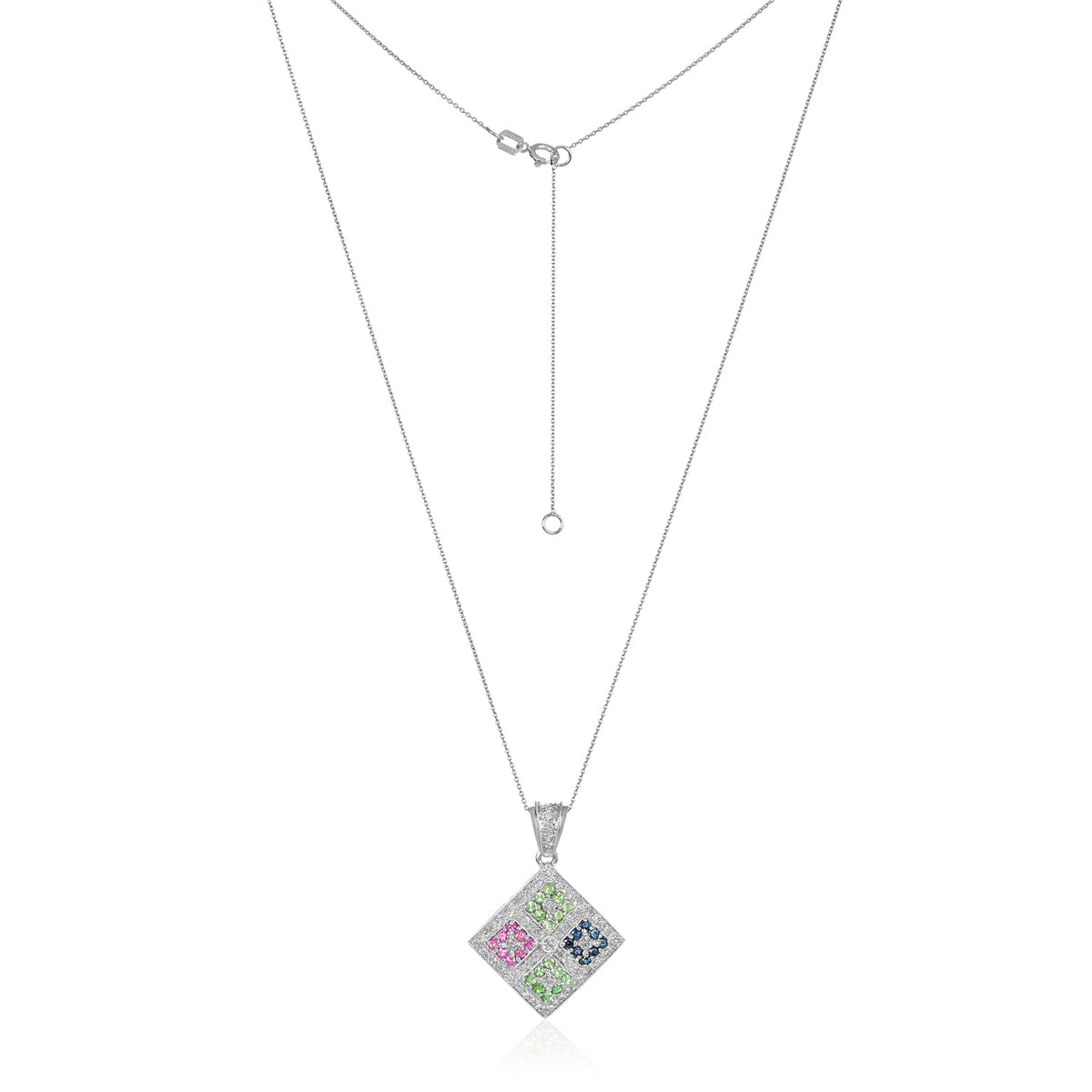 Quad amethyst & diamond gemstone pendant