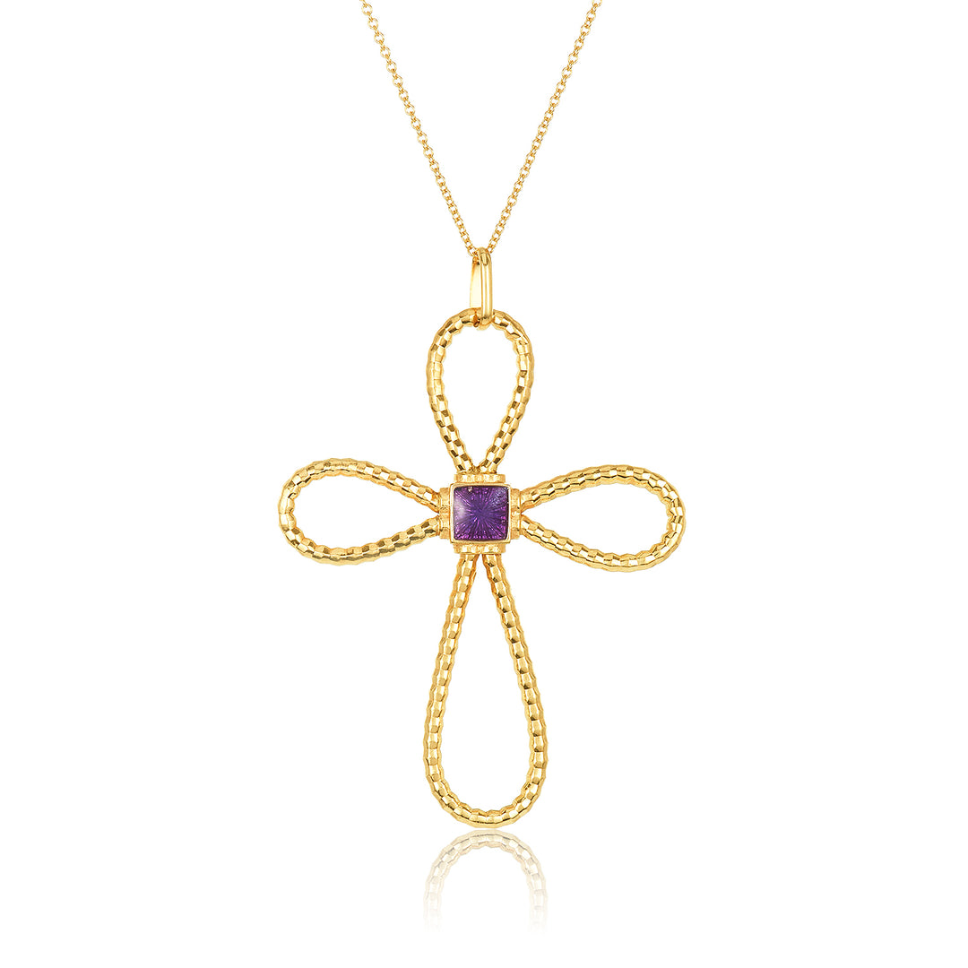 Enamel Citrine Cross Pendant