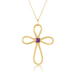 Load image into Gallery viewer, Enamel Citrine Cross Pendant
