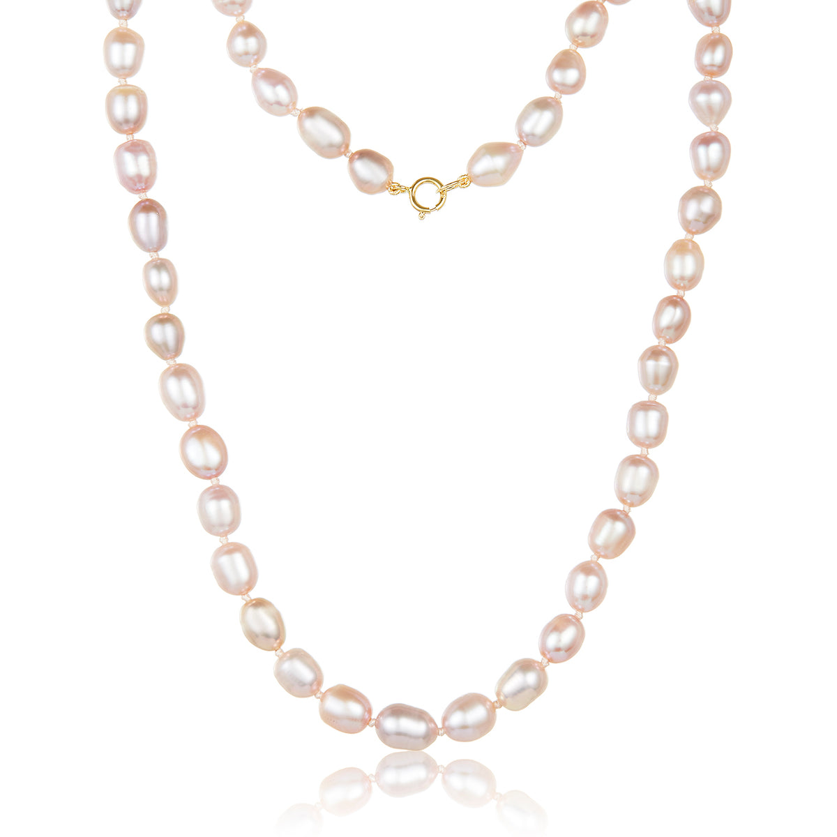 Nehita double layer natural rice pink pearl necklace