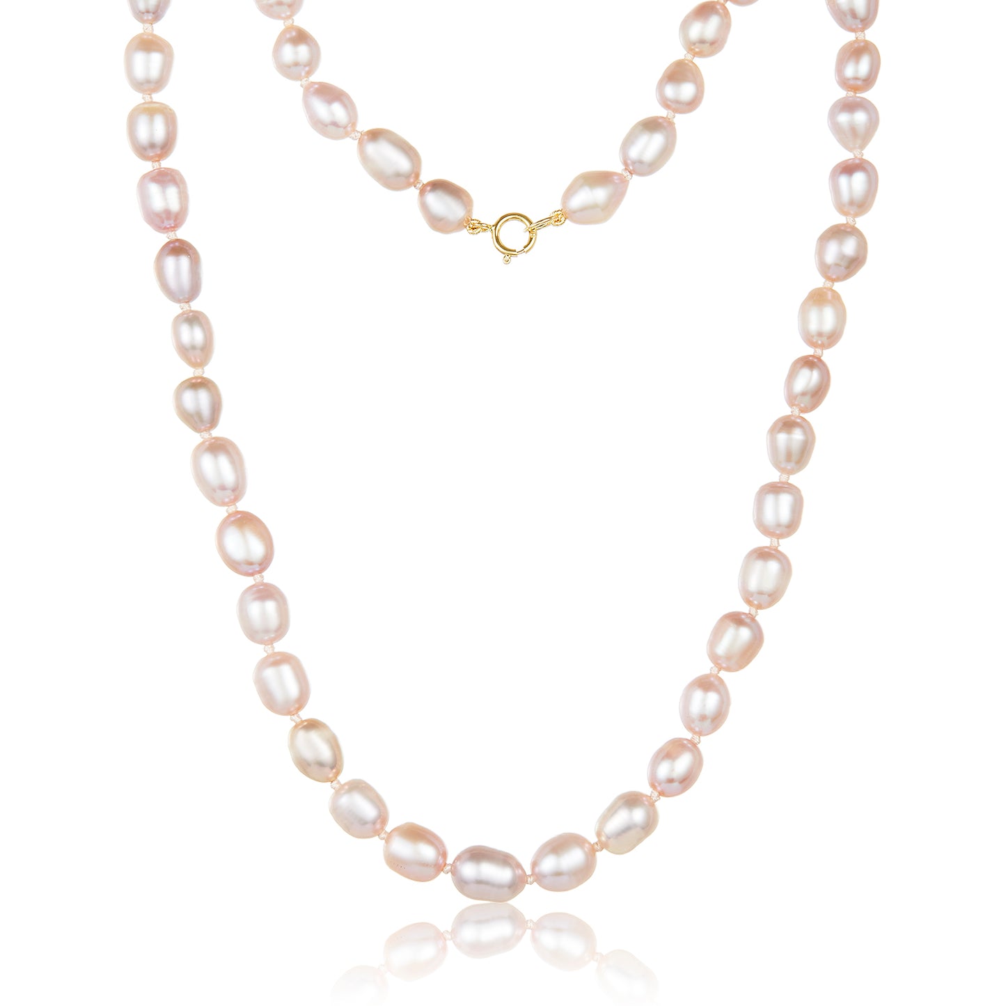 Nehita Double Layer Natural Rice Pink Pearl Necklace