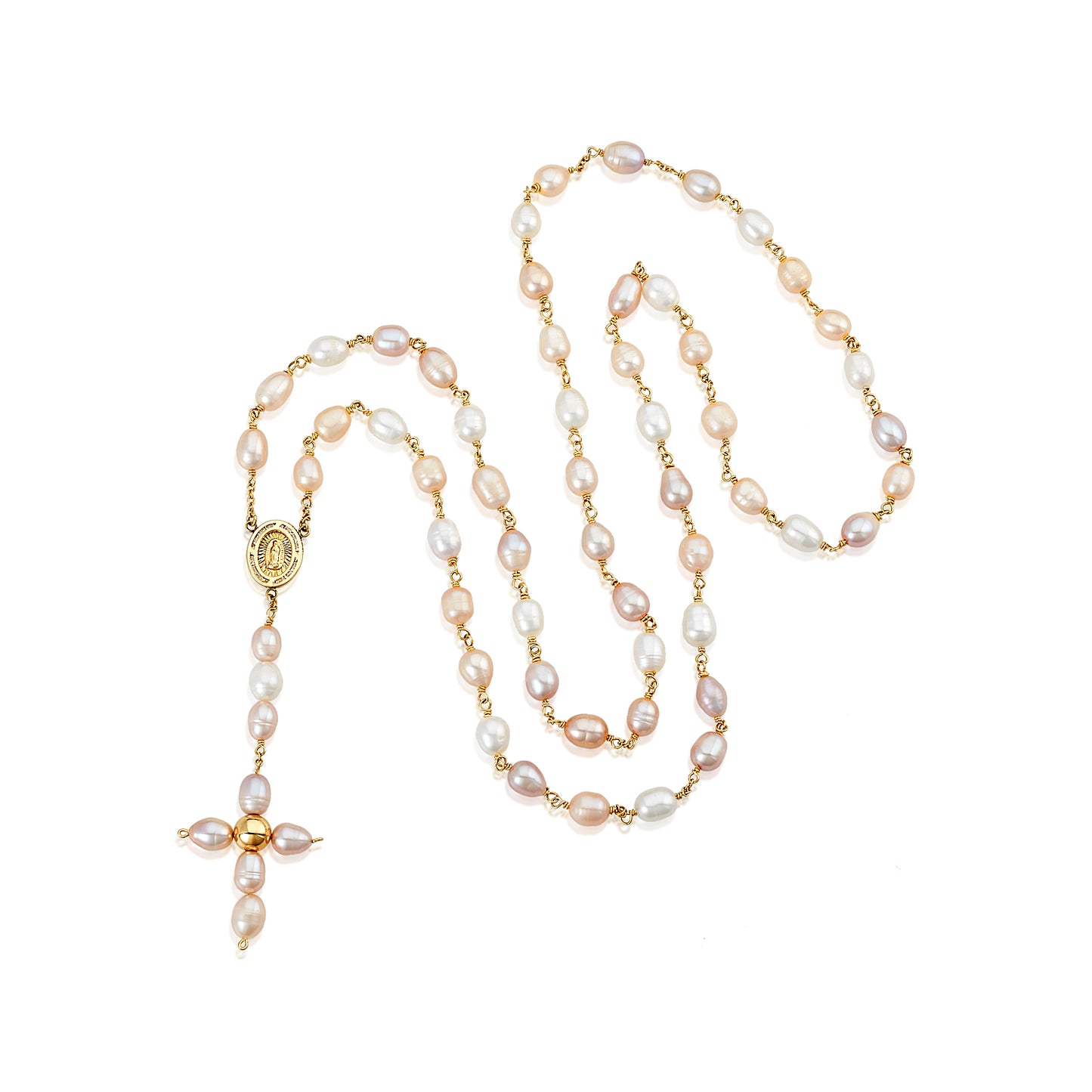 Nehita 14k Gold & Pastel Fresh-Water Pearl Rosary Necklace