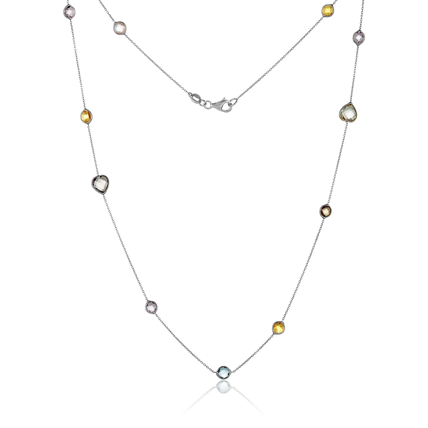 Rainbow Gemstone Chain ~ White Gold