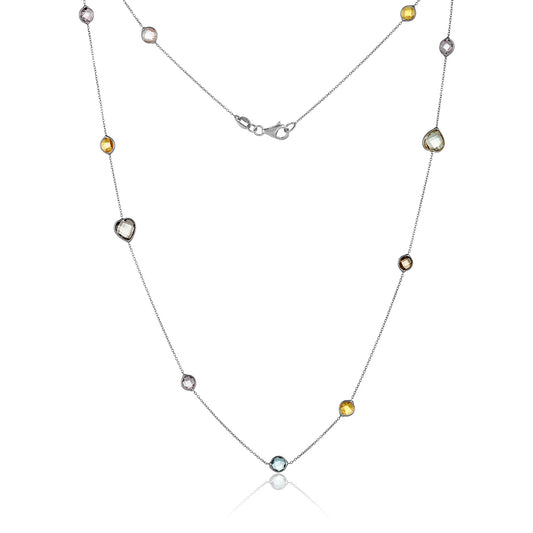 Rainbow Gemstone Chain ~ White Gold