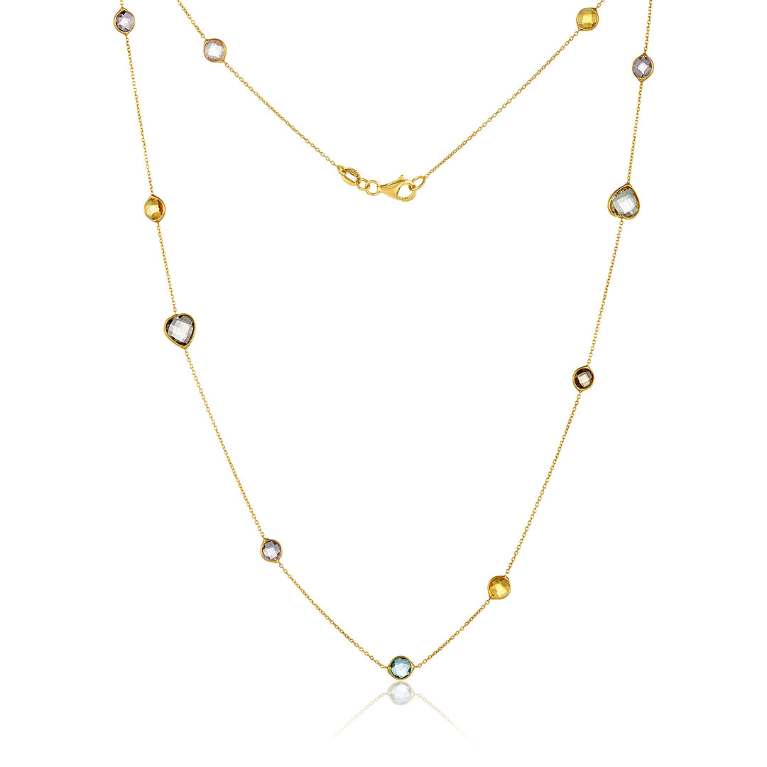 Rainbow Gemstone Chain ~ Yellow Gold