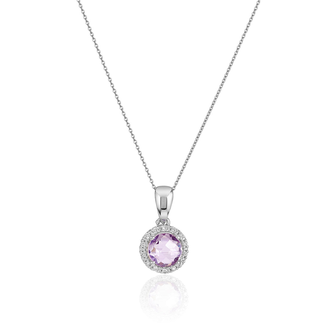 Amethyst & Diamond Birthstone Pendant ~ February Birthstone
