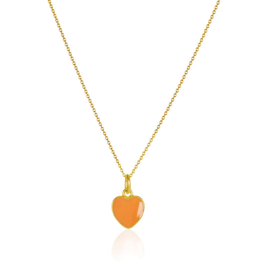 Orange Enamel Heart Pendant