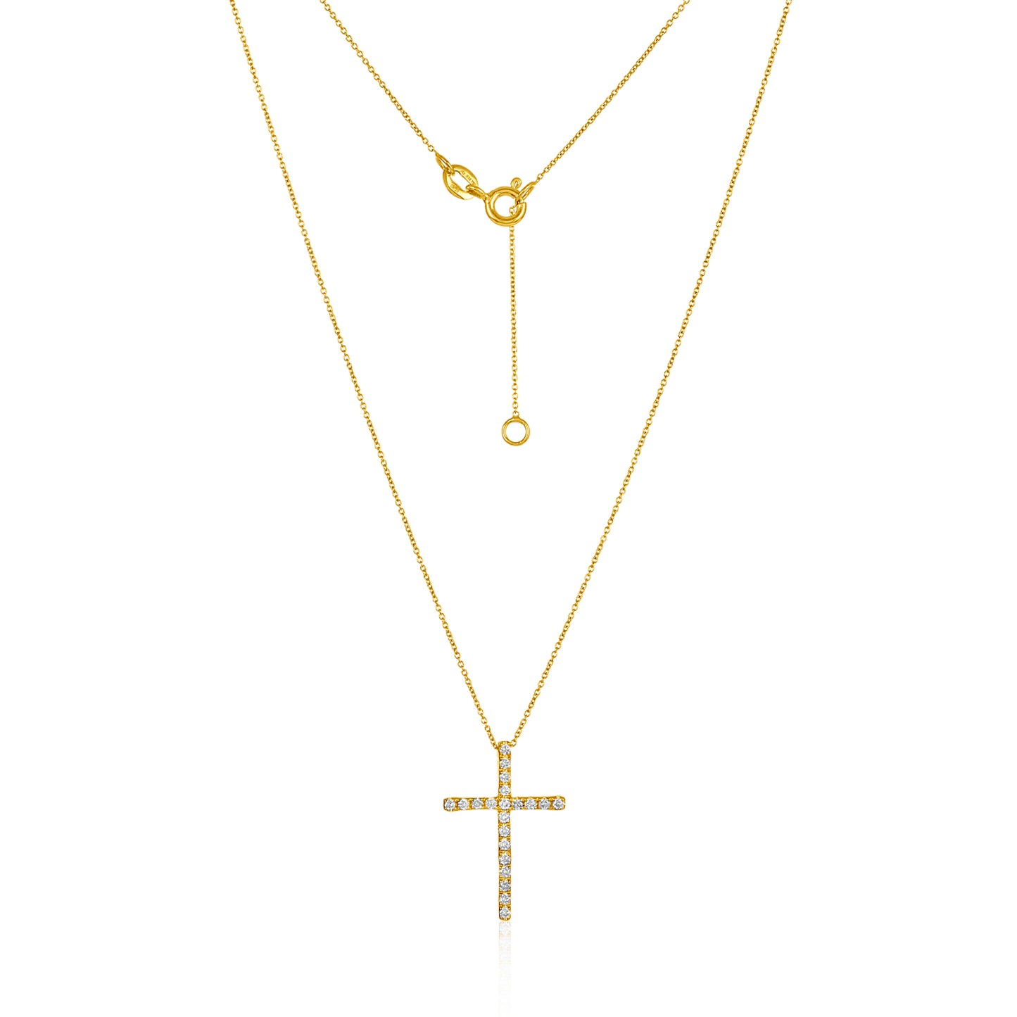 18k Yellow Gold Diamond Cross Pendant