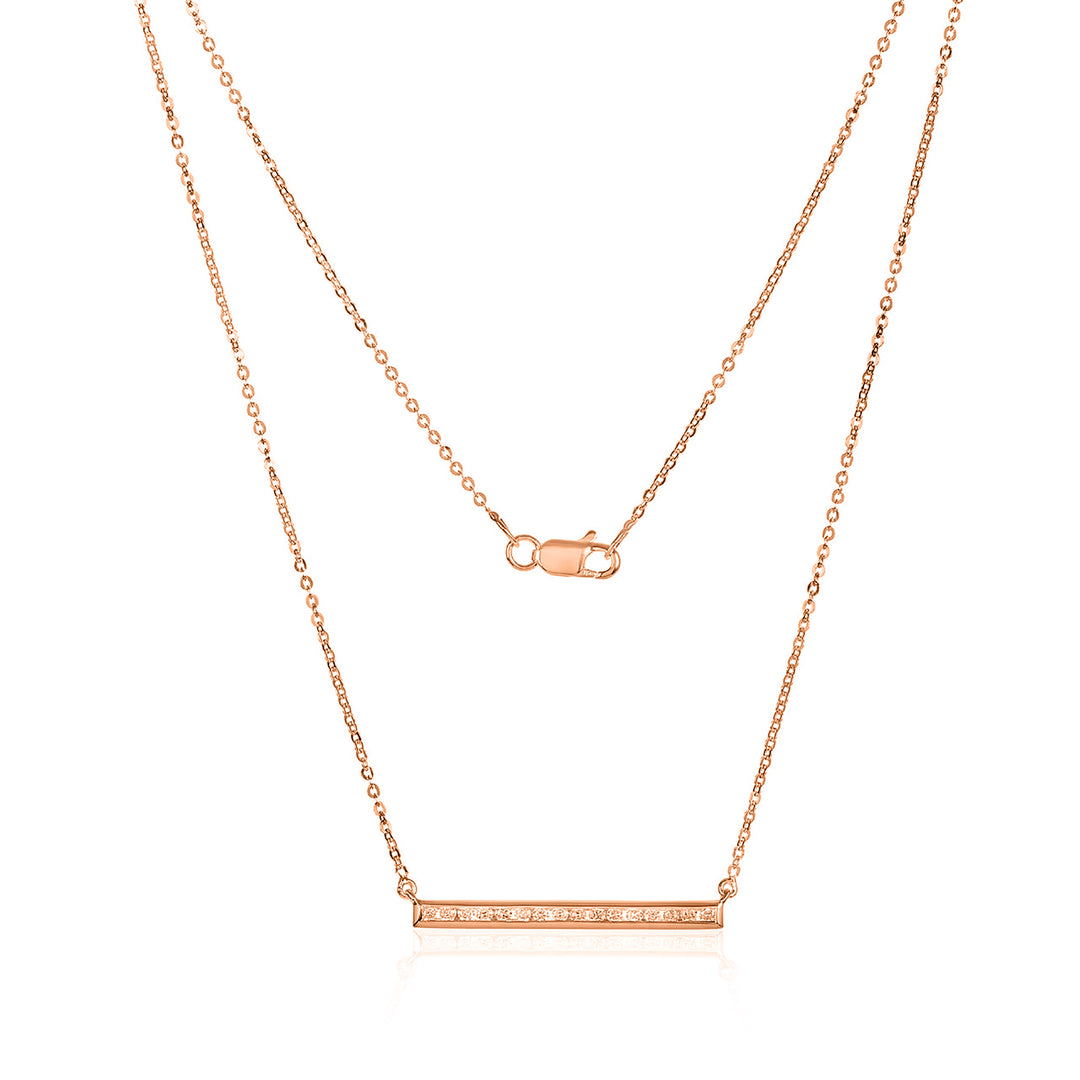 Rose Gold Diamond Bar Necklace