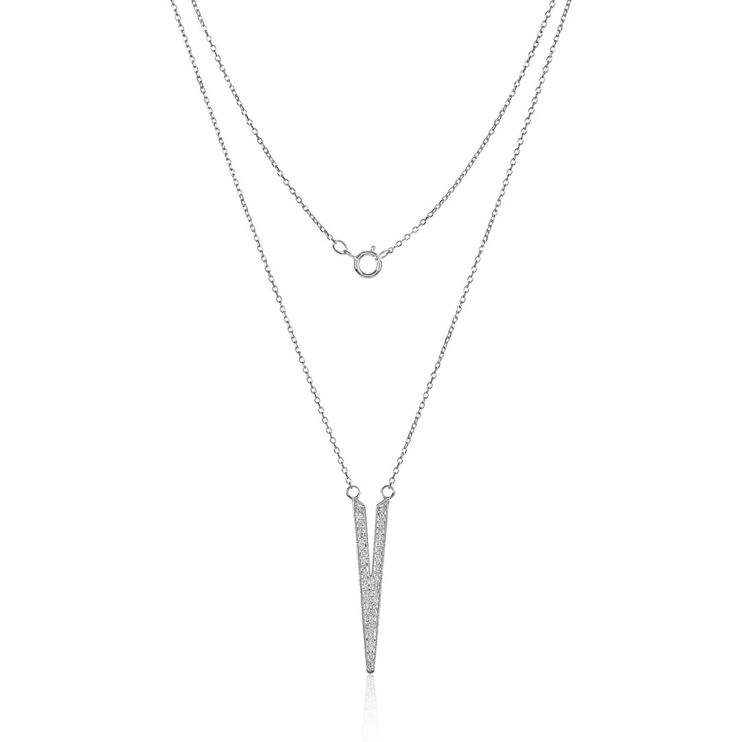 White Gold Split Dagger Diamond Pendant