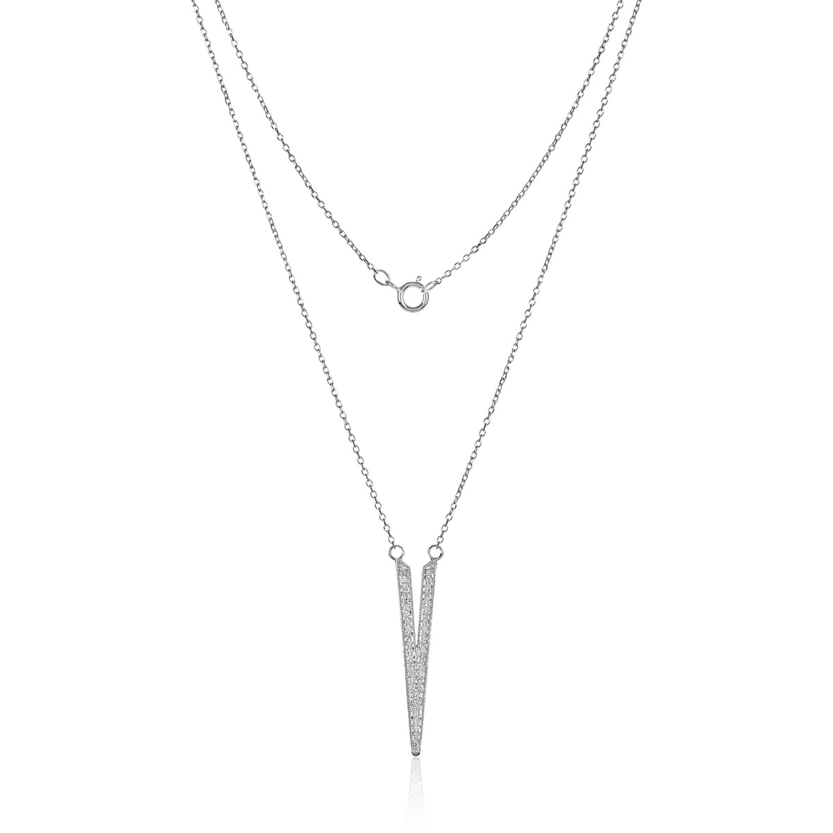 White gold split dagger diamond pendant
