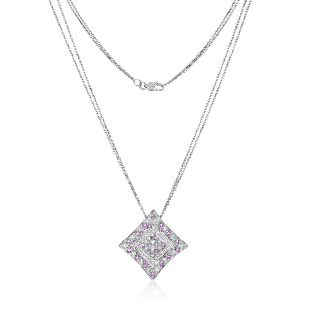 Double Chain Diamond & Amethyst Pendant