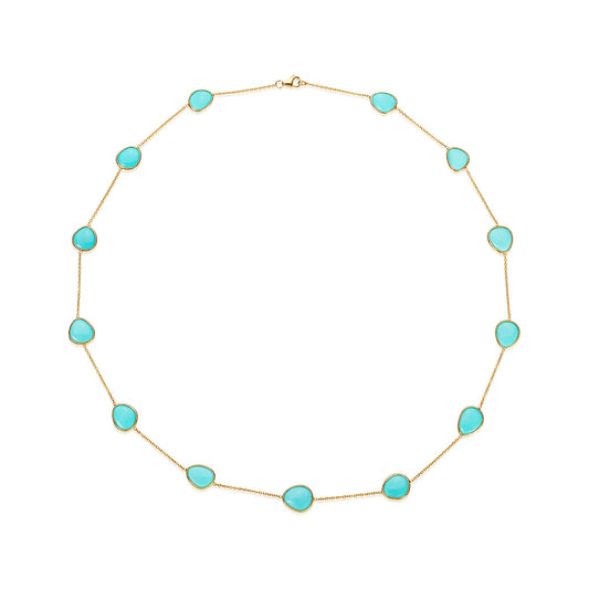 Oval Turquoise & Yellow Gold  Necklace