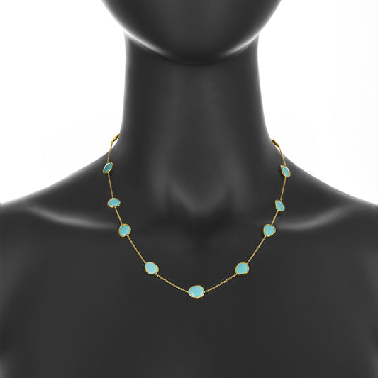 Oval Turquoise & Yellow Gold  Necklace