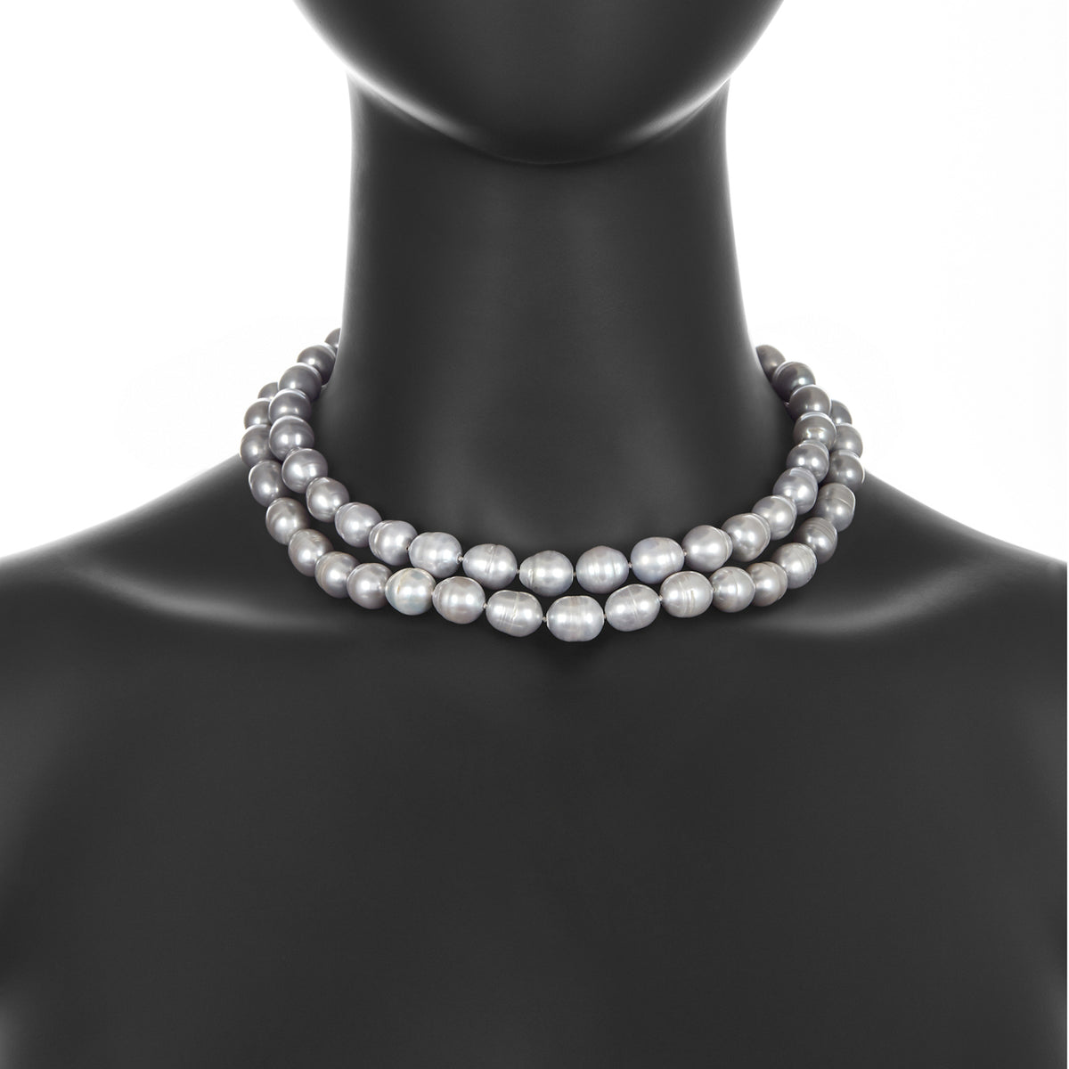 Two layer gray pearl necklace