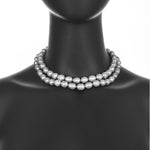 Load image into Gallery viewer, Two Layer Gray Pearl Necklace

