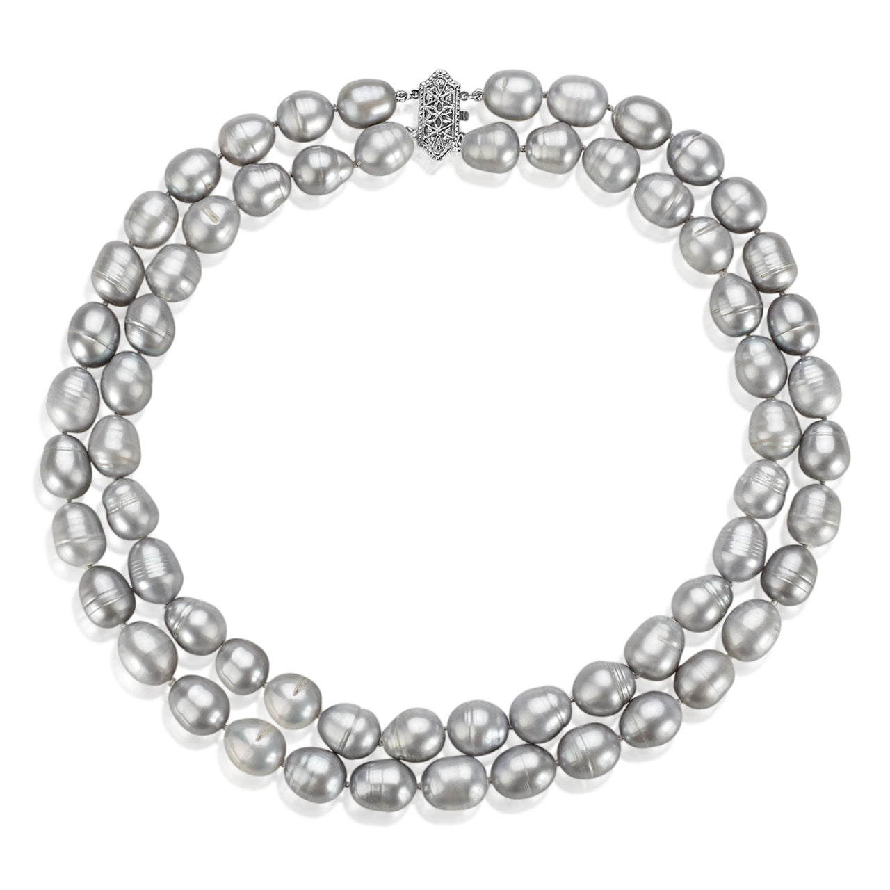 Two Layer Gray Pearl Necklace